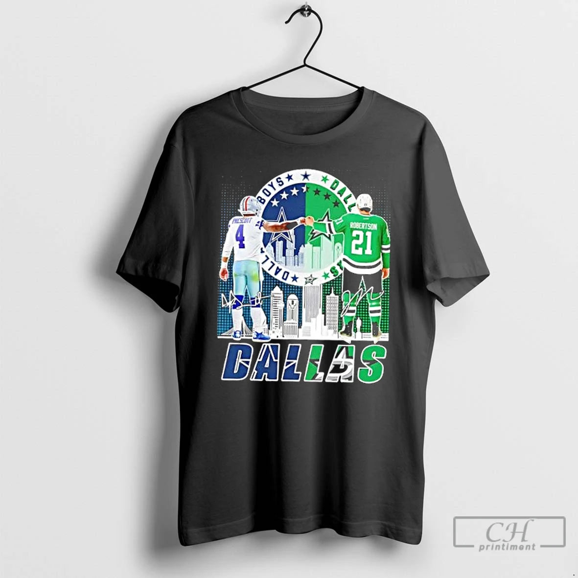 Classic Dallas City Sports Prescott Cowboys X Robertson Stars Skyline