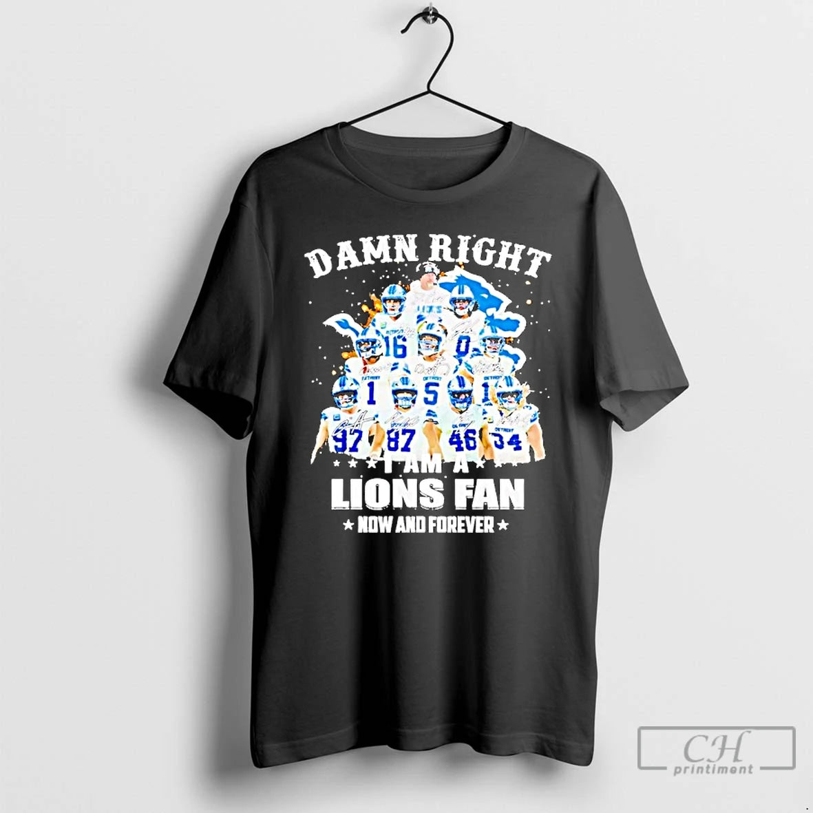 Classic Damn Right Team Player I Am A Lions Fan Now And Forever T Shirts