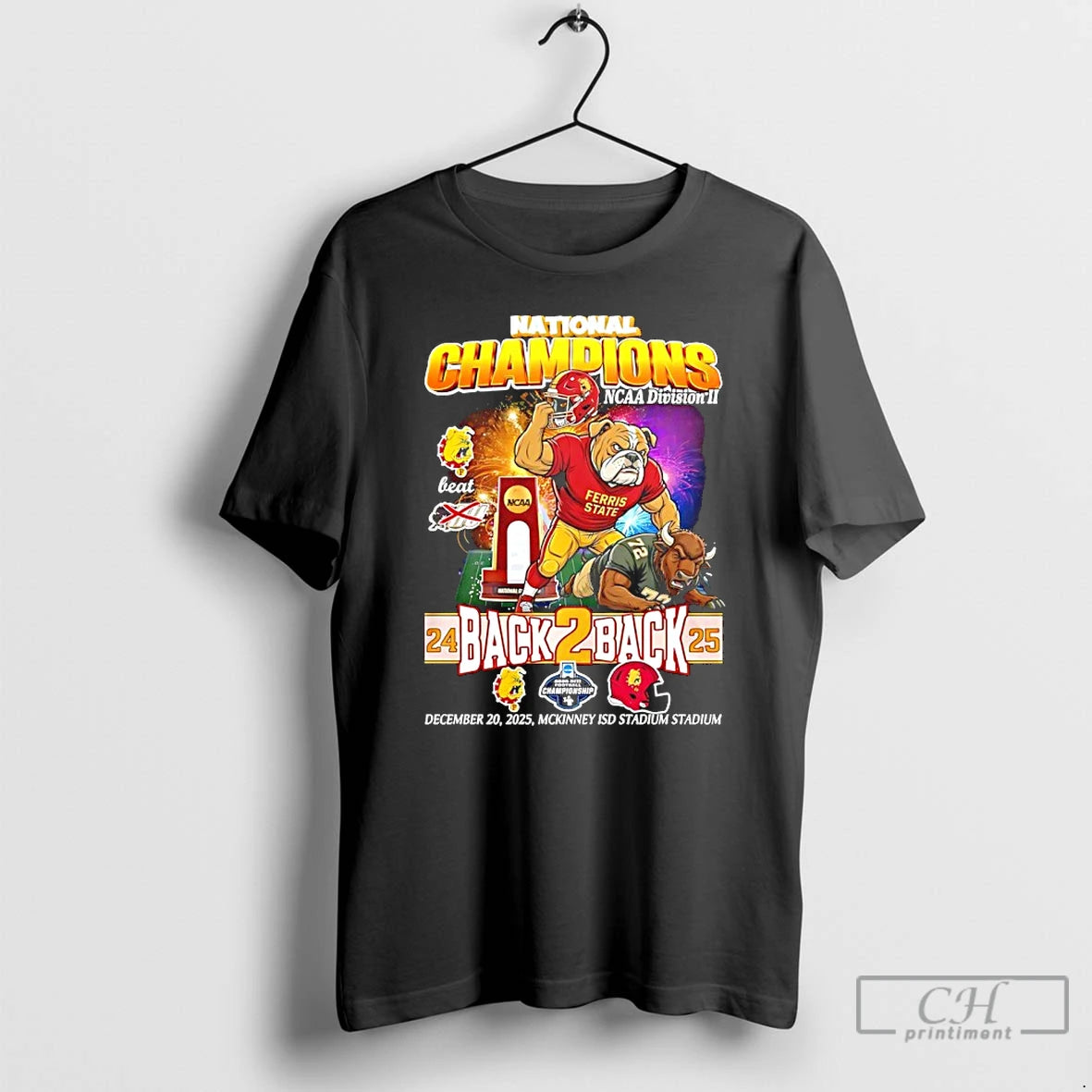 Classic Ferris State Bulldogs Back To Back 24 25 National Champions Mascot T Shirts Sweater