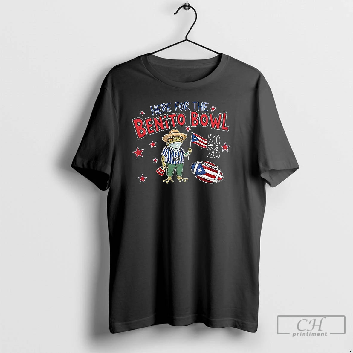 Classic Frog Bad Bunny Here For The Benito Bowl 2026 Puerto Rico Flag T Shirts