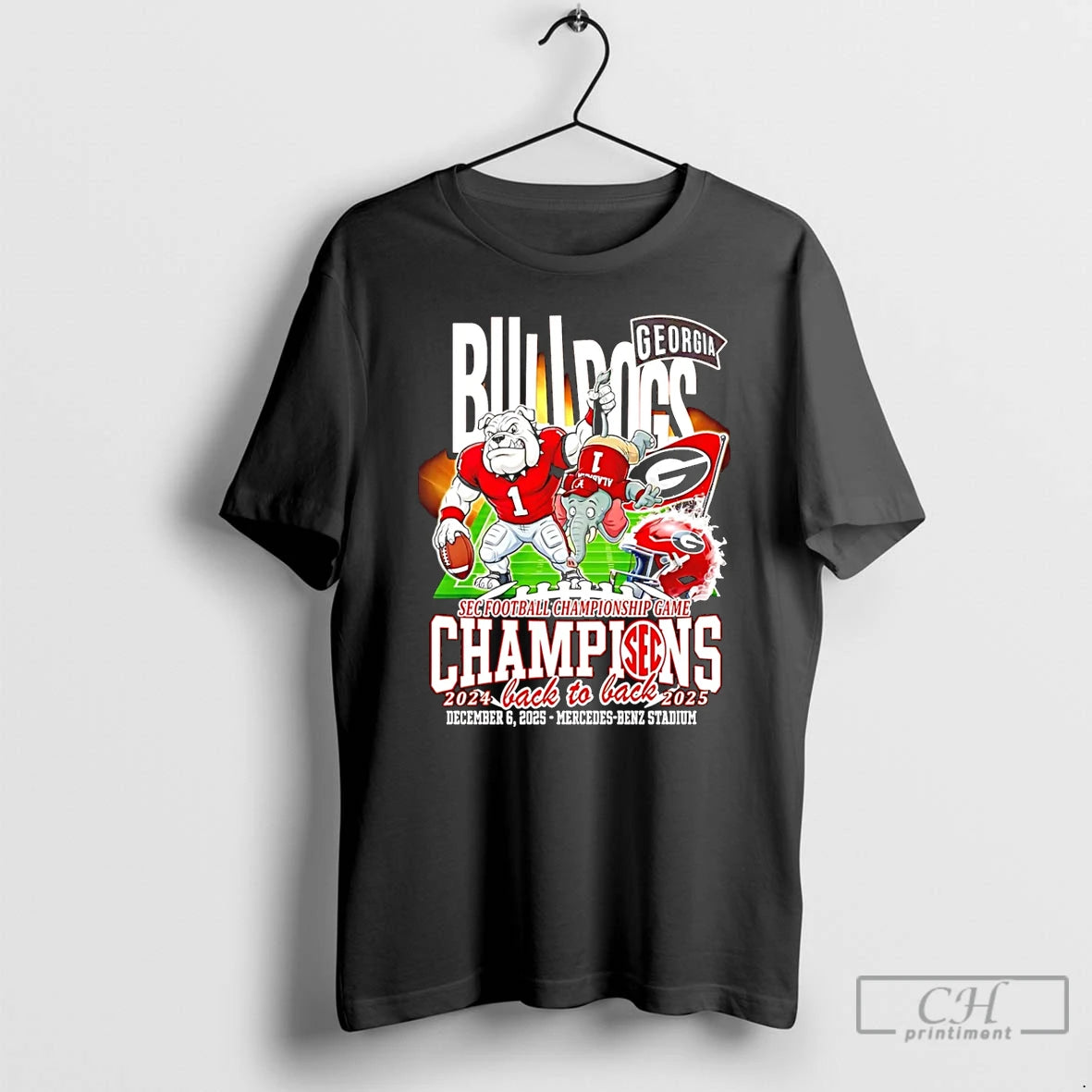 Classic Georgia Bulldogs 2025 Sec Football Champions Back To Back Mascot