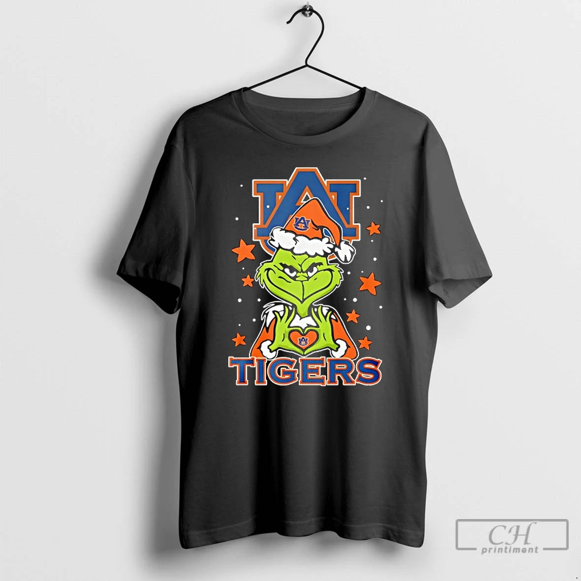 Classic Grinch Auburn Tigers Hand Heart