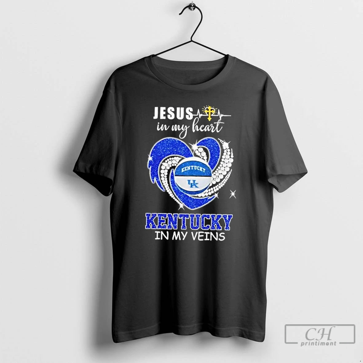 Classic Jesus In My Heart Kentucky Wildcats In My Veins Diamond Heart T Shirts Sweater