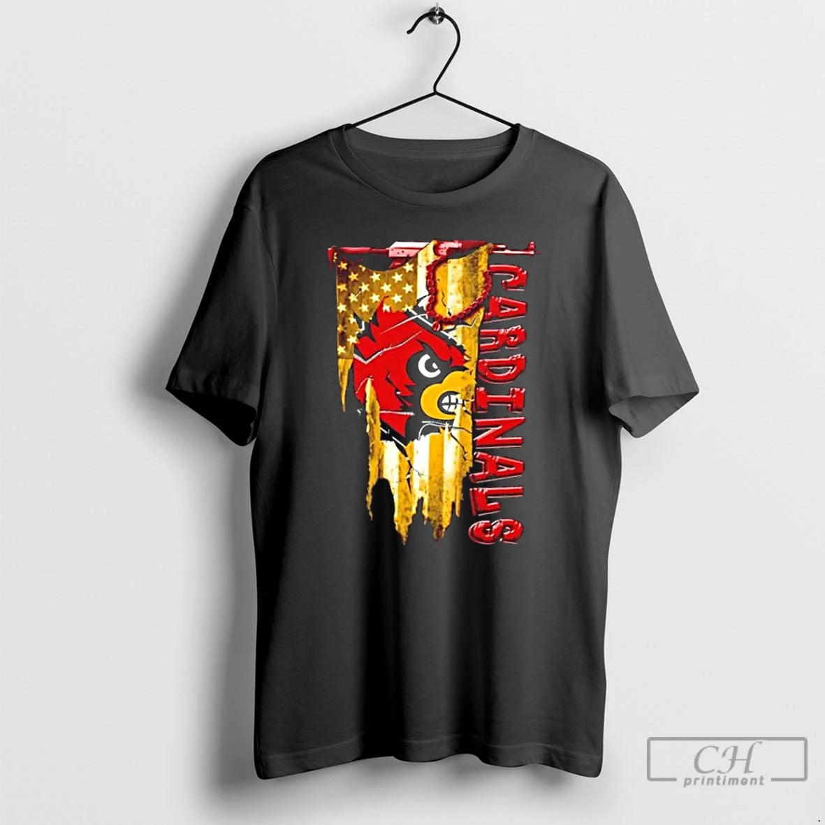 Classic Louisville Cardinals Football Battle Shattered Usa Flag Rip Design