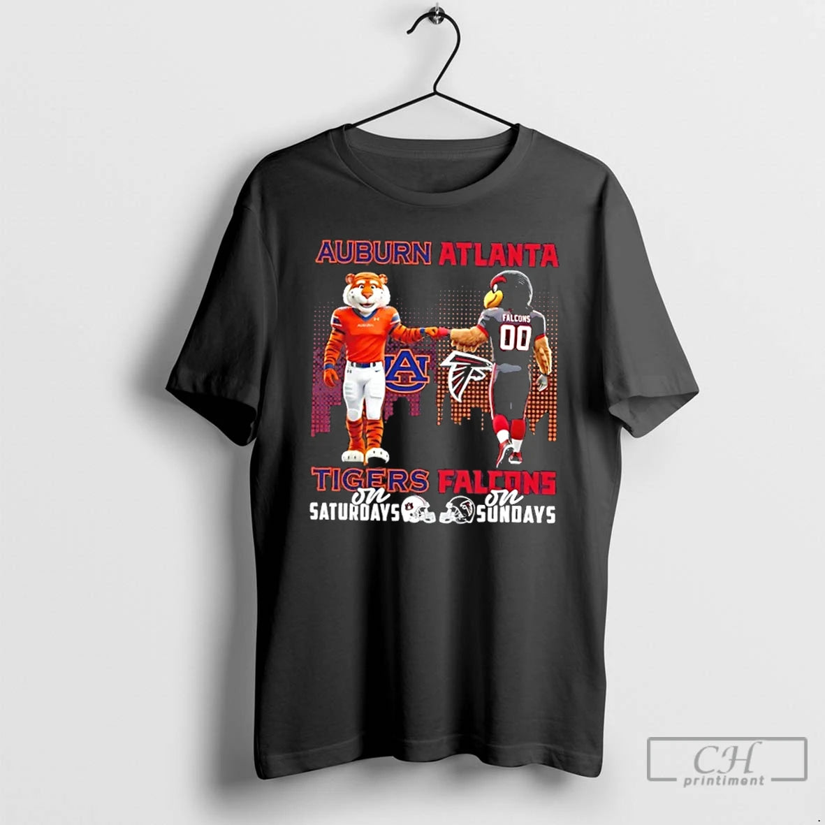 Classic Mascots Auburn Tigers On Saturdays X Atlanta Falcons On Sundays Skyline T Shirts Sweater