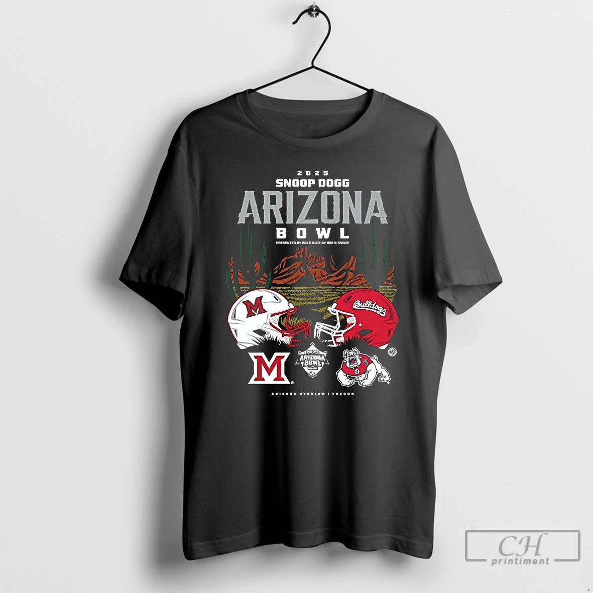 Classic Miami Redhawks Vs Fresno State Bulldogs 2025 Arizona Bowl Head To Head T Shirts