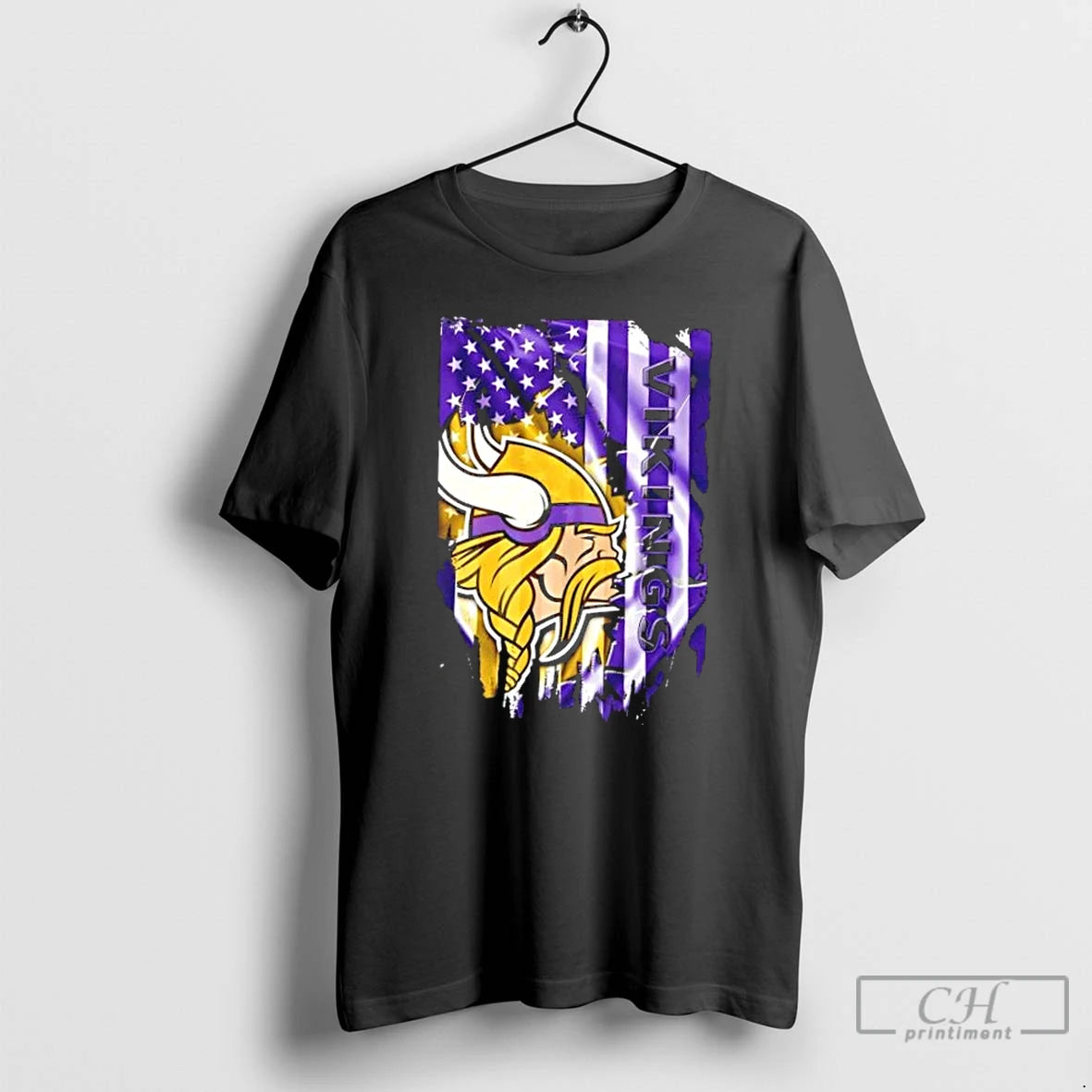 Classic Minnesota Vikings Football X American Flag