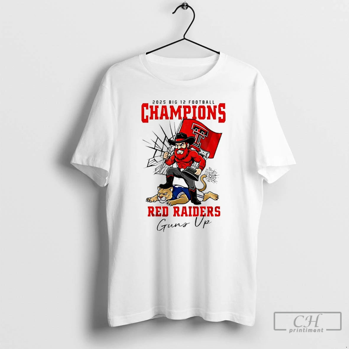Classic Texas Tech Red Raiders Ncaa 2025 Big 12 Football Champions Guns Up T Shirts