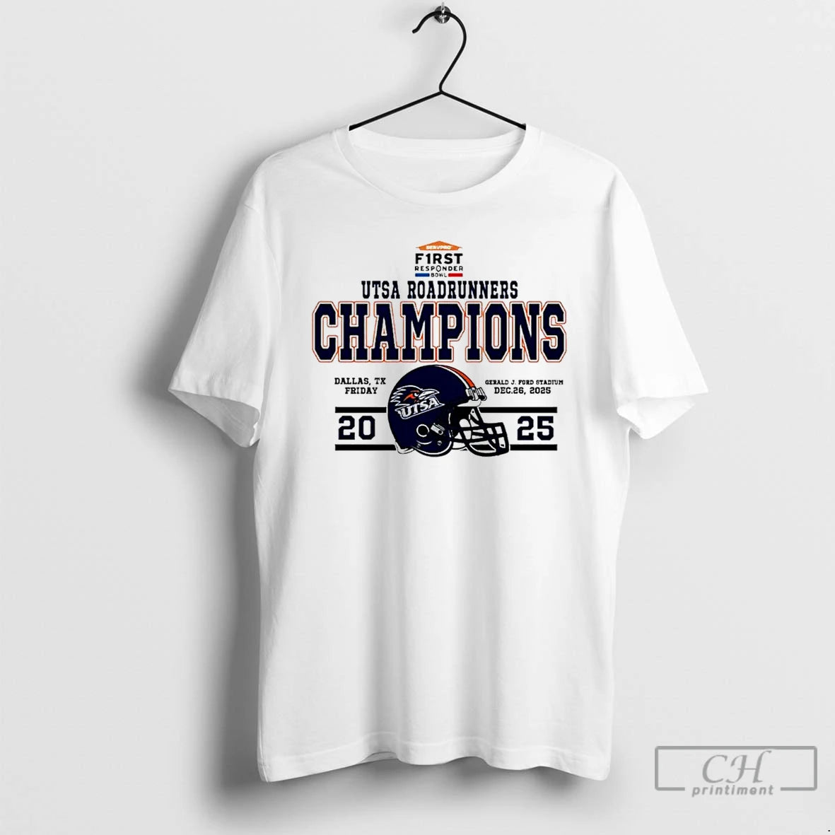 Classic Utsa Roadrunners Football 2025 First Responder Bowl Champions Helmet