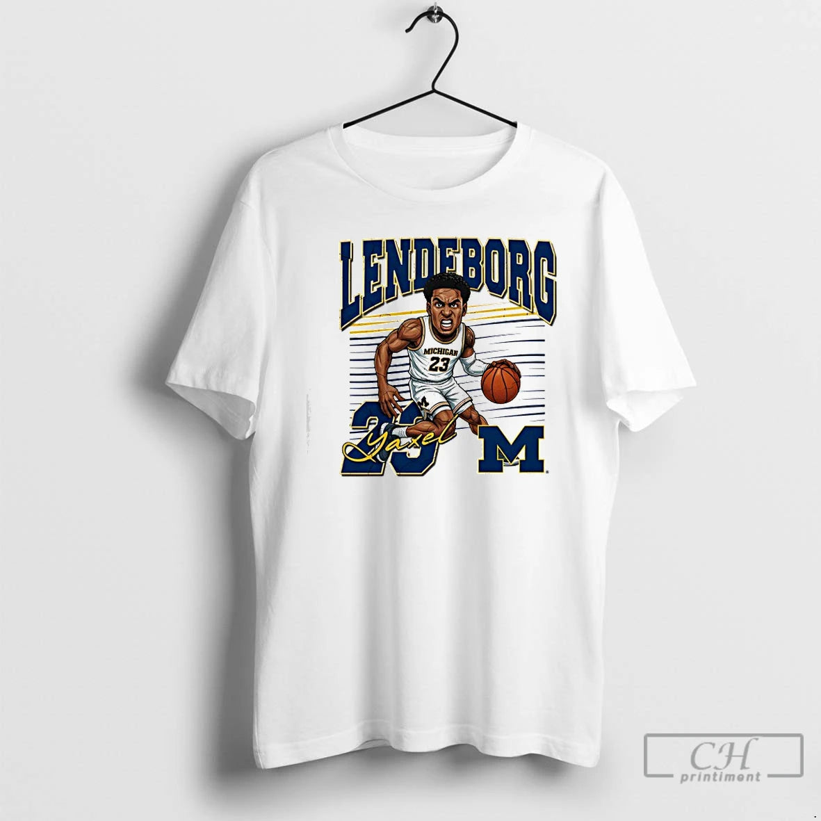 Classic Valiant University Of Michigan Basketball Yaxel Lendeborg Caricature