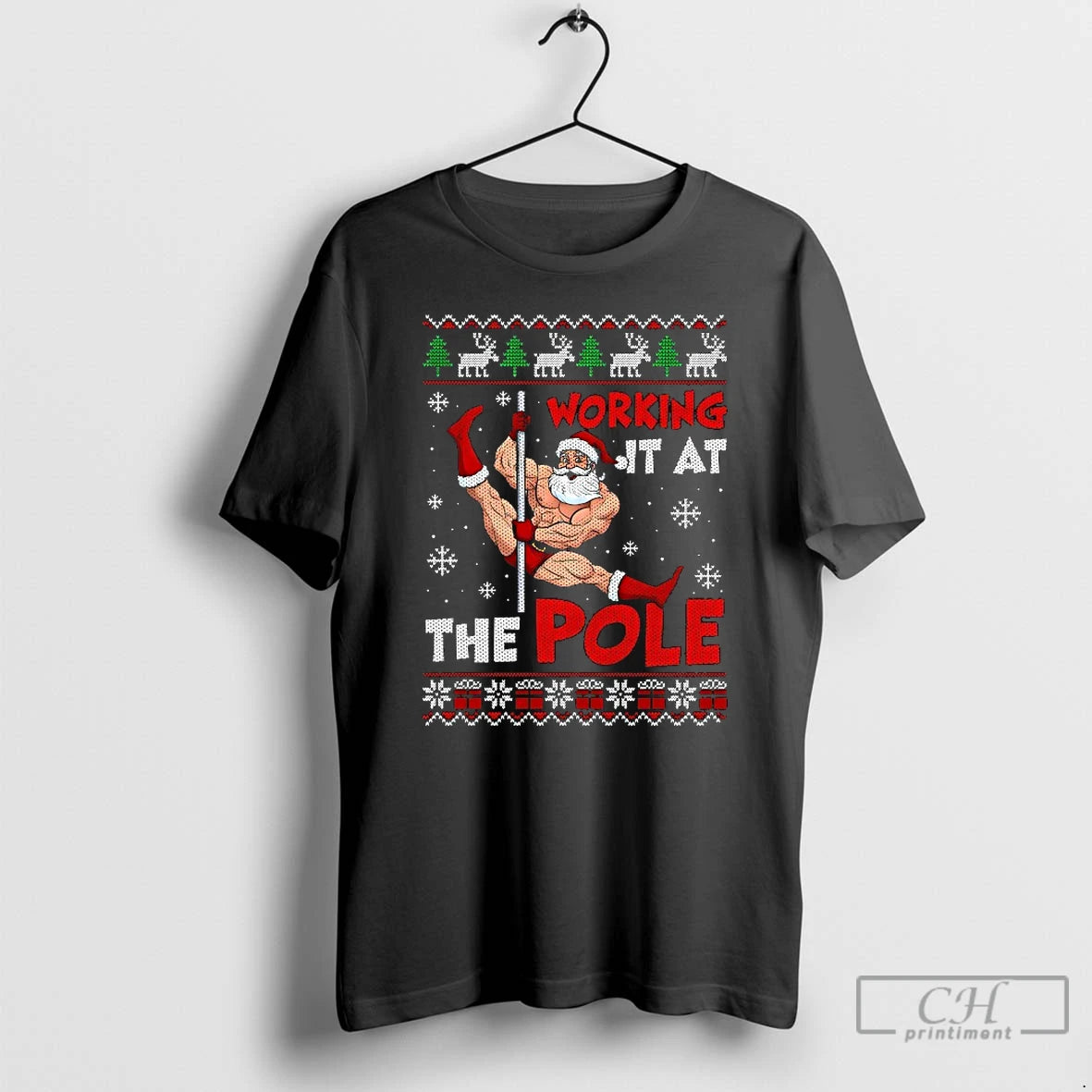 Classic Working It At The Pole Santa Dancing Ugly Christmas