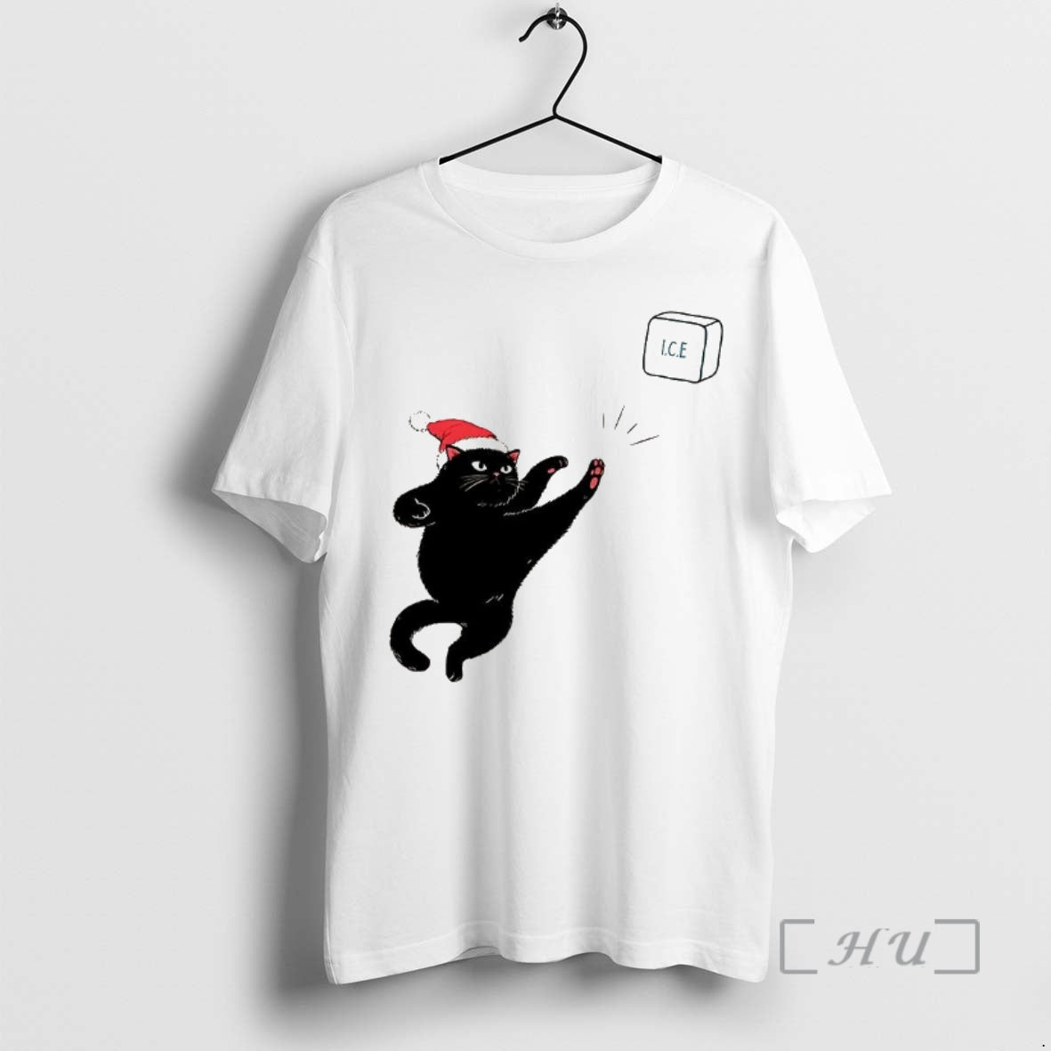 New Black Cat Christmas Abolish Ice Fuck Ice Caricature