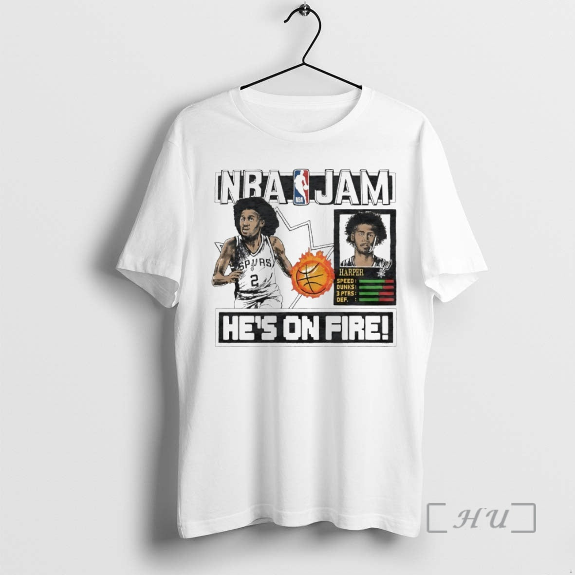 New Nba Jam San Antonio Spurs Dylan Harper Hes On Fire Circle Premium T Shirts