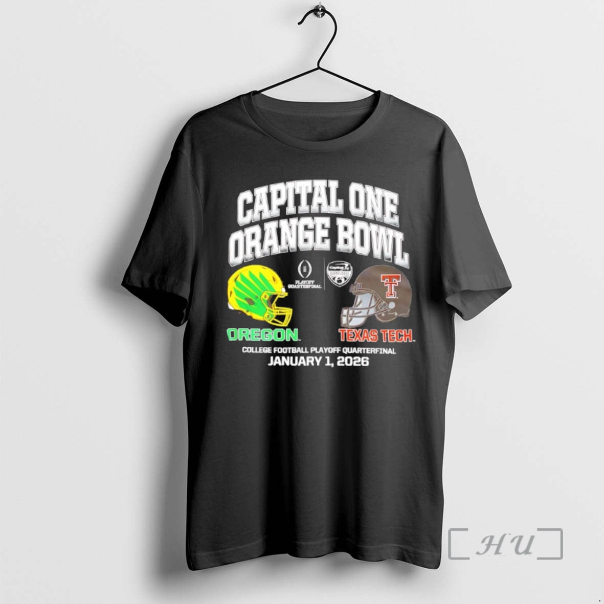 Officials 2026 Oregon Vs Texas Tech Capital One Orange Bowl Helmet Premium T Shirts Sweater