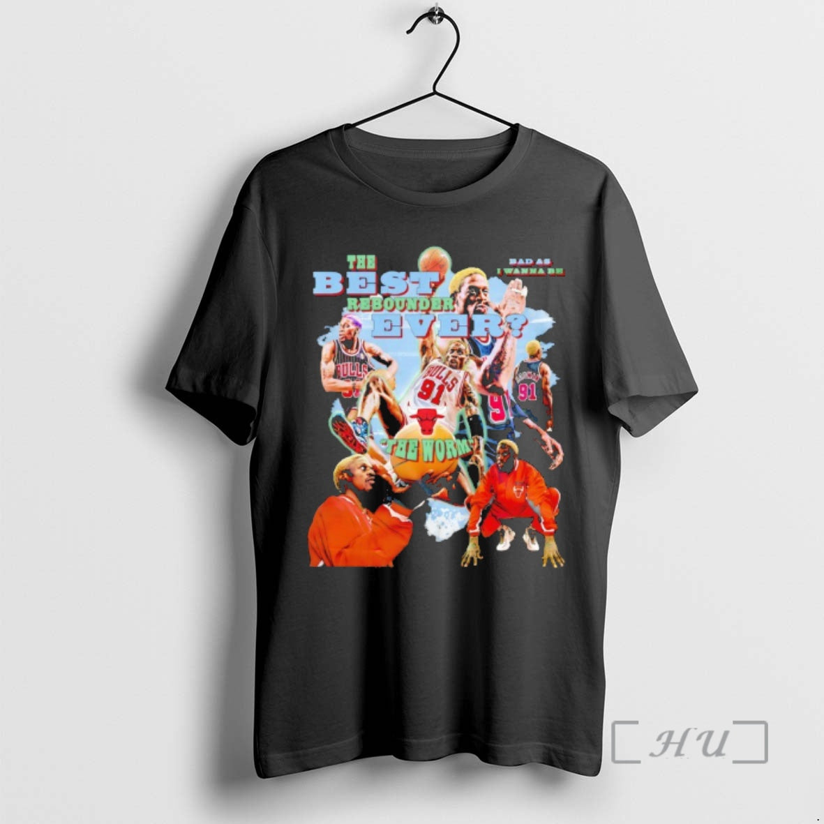 Officials Dennis Rodman The Best Rebounder Ever The Worm Chicago Bulls Vintage Premium T Shirts