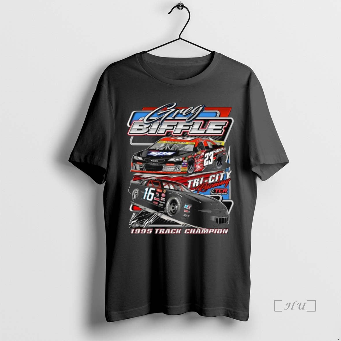 Officials Greg Biffle Tri City Raceway 1995 Track Champion Signature Long Sleve Premium T Shirts