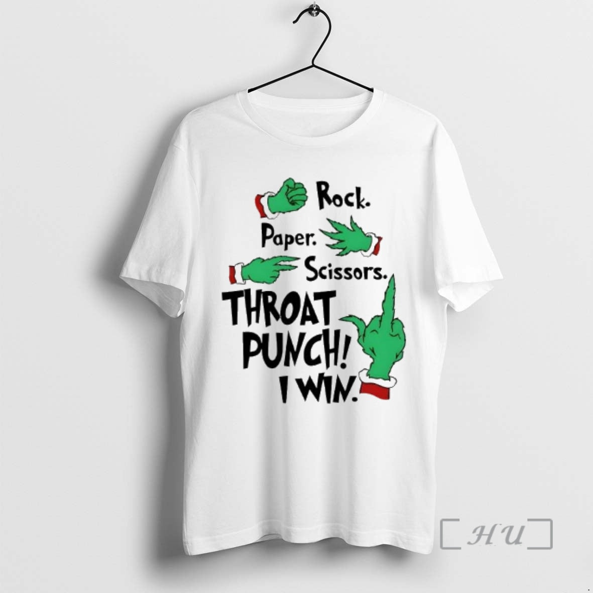 Officials Grinch Hand Rock Paper Scissors Throat Punch I Win Christmas Premium T Shirts Sweater