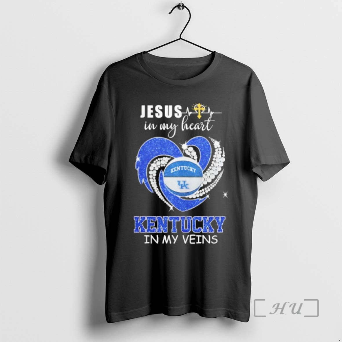 Officials Jesus In My Heart Kentucky Wildcats In My Veins Diamond Heart Premium T Shirts