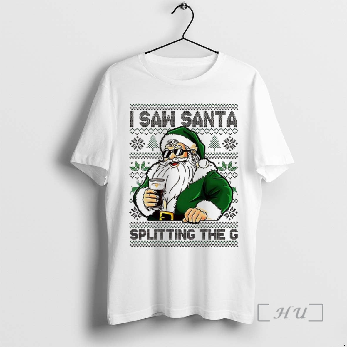 Officials Santa Drinking Beer I Saw Santa Splitting The G Ugly Christmas Premium T Shirts