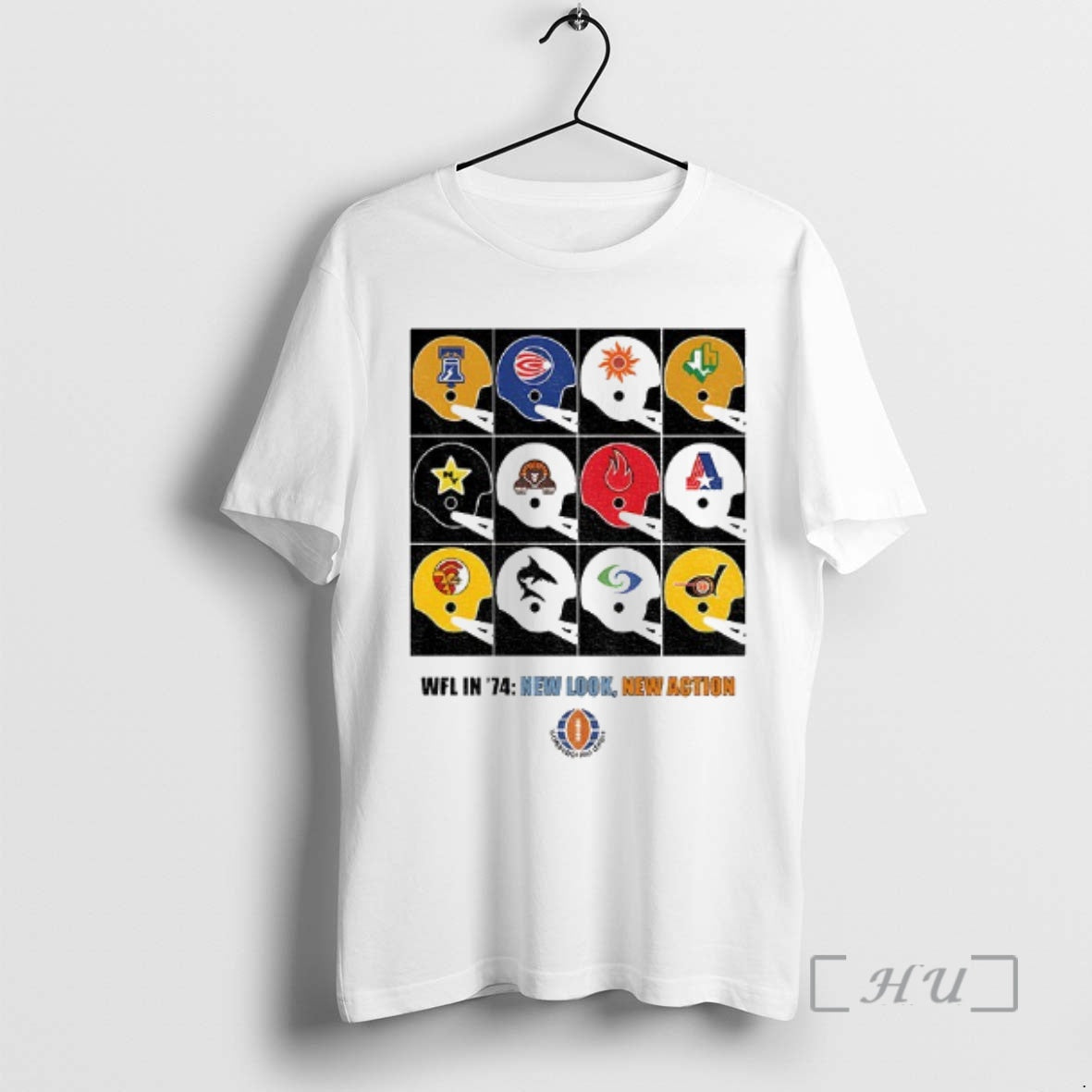 Officials Wfl In 74 New Look New Action Helmet World Football League Premium T Shirts