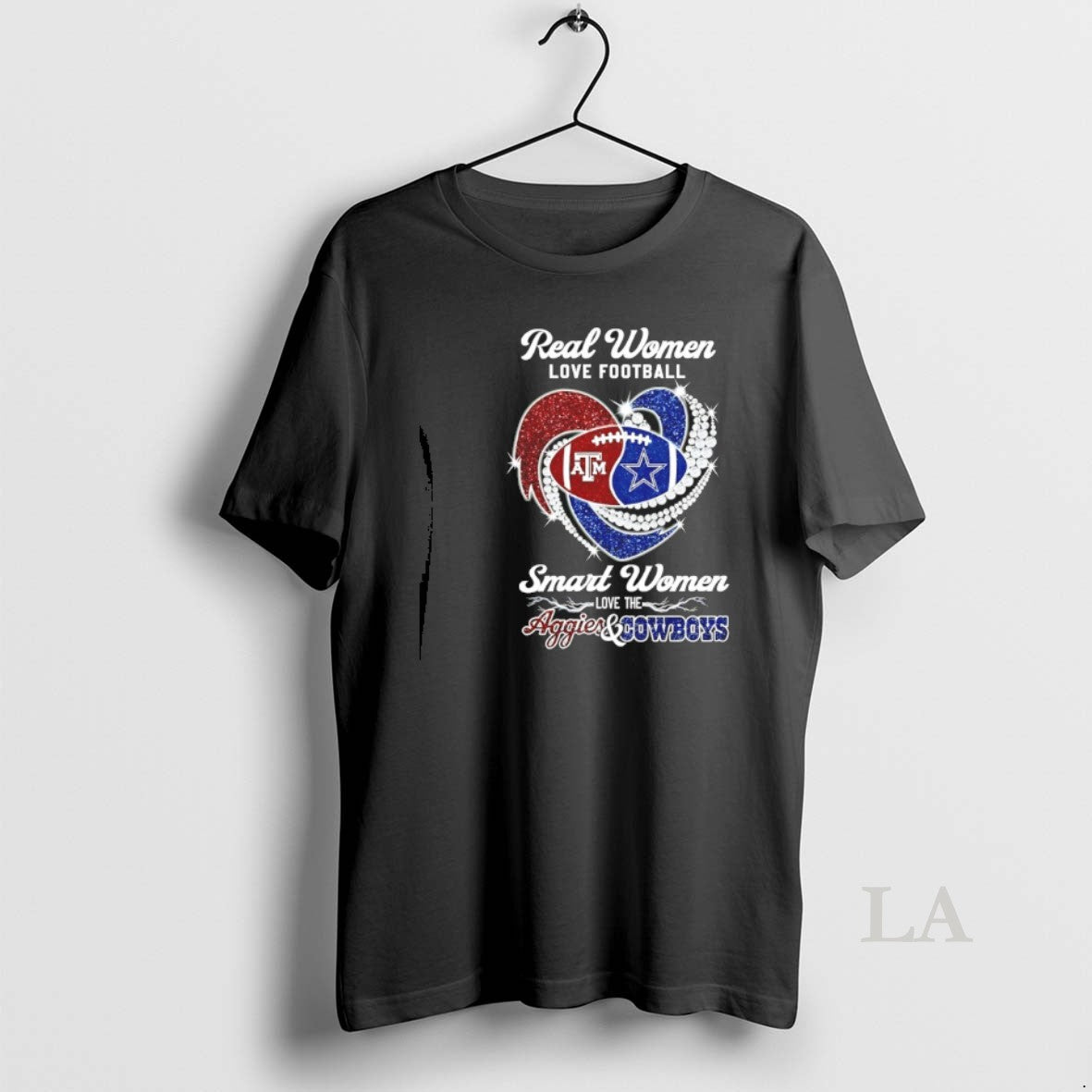 Original Real Women Love Football Smart Women Love The Texas Am And Dallas Diamond Heart