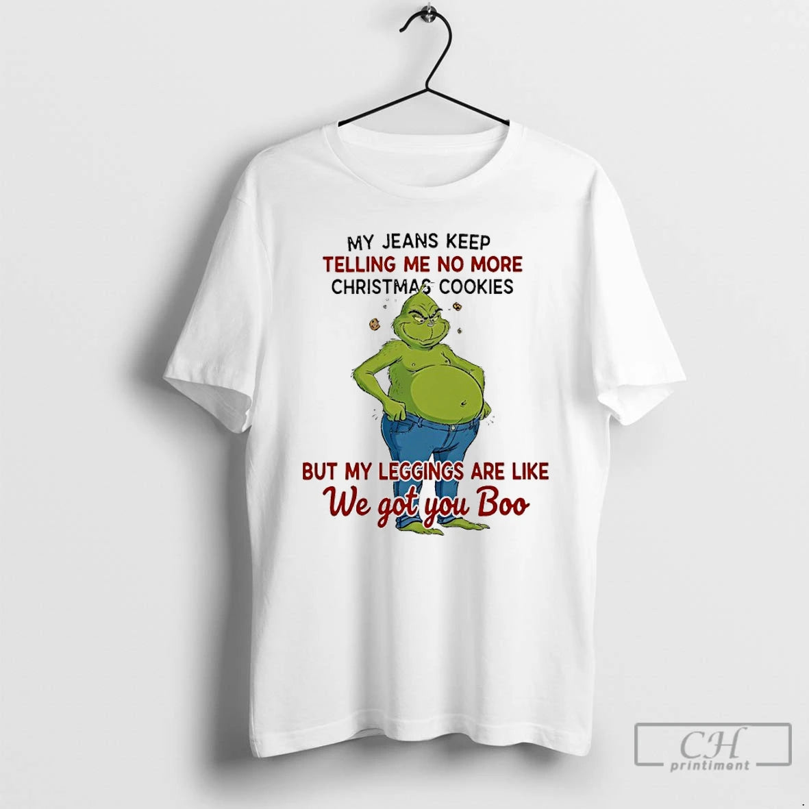 Premium Grinch Fat My Jeans Keep Telling Me No More Christmas Cookies T Shirts Sweater
