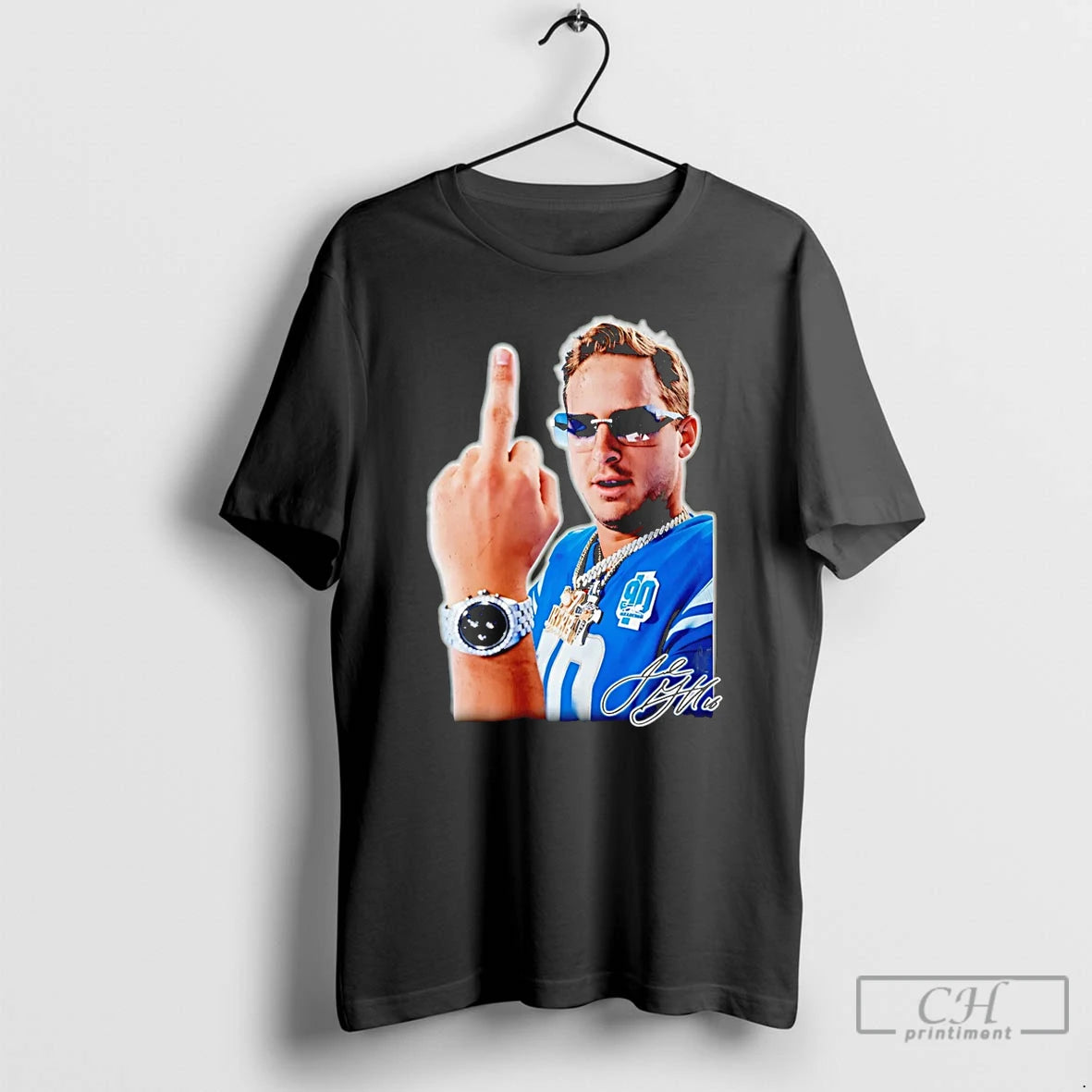 Premium Jared Goff Detroit Lions Middle Finger Signature