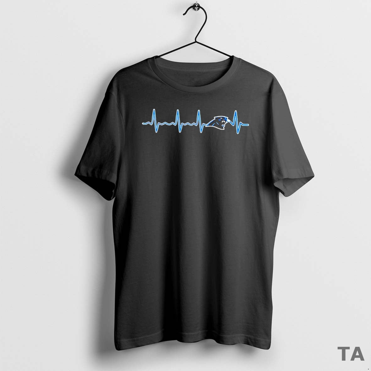 Top Heartbeat Love Carolina Panthers Football Logo T Shirt Sweater