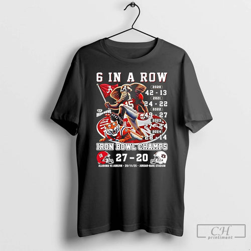 Classic Alabama Beat Auburn 27 20 Iron Bowl Champions 6 In A Row Mascot 2025