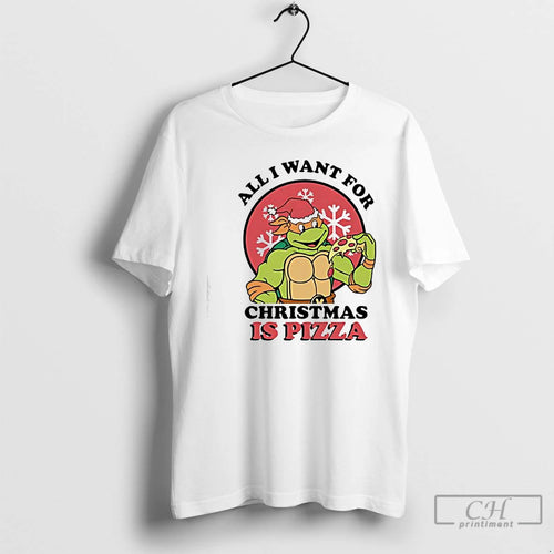 Classic All I Want For Christmas Is Pizza Ninja Turtles Graphic