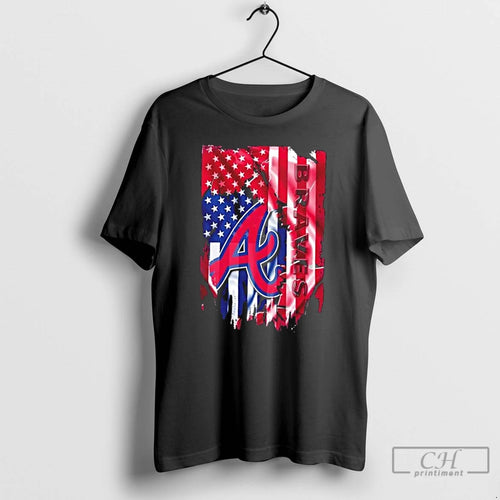 Classic Atlanta Braves Baseball X American Flag