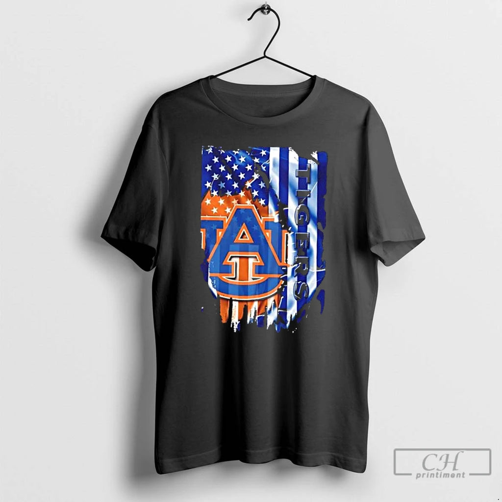 Classic Auburn Tigers Football X American Flag