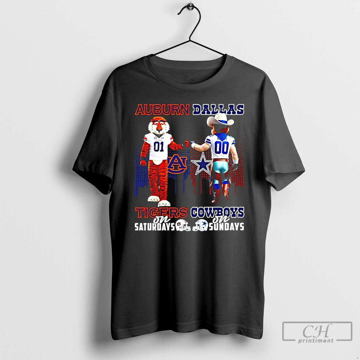 Classic Auburn Tigers On Saturdays Vs Dallas Cowboys On Sundays Mascot Skyline T Shirts Sweater