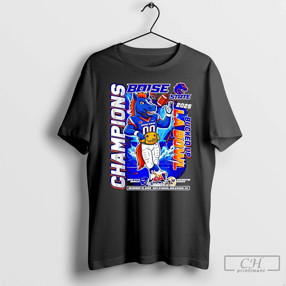 Classic Boise State Broncos And Washington Huskies Bucked Up La Bowl Champions 2025 T Shirts