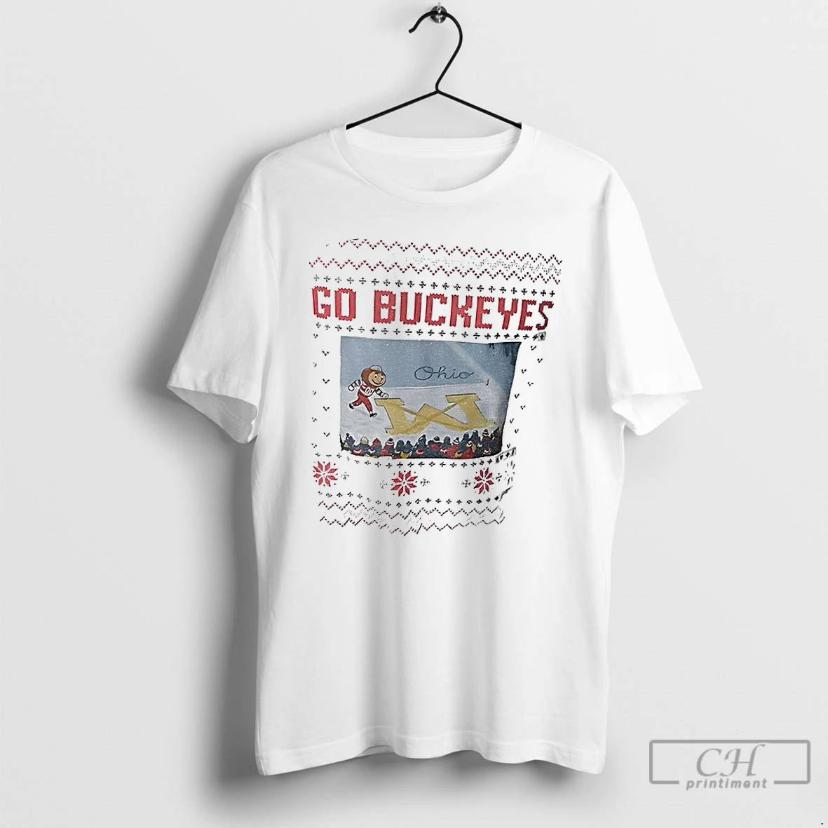 Classic Brutus Buckeye Ohio Snow Brutus Crosses Out Michigan Cartoon