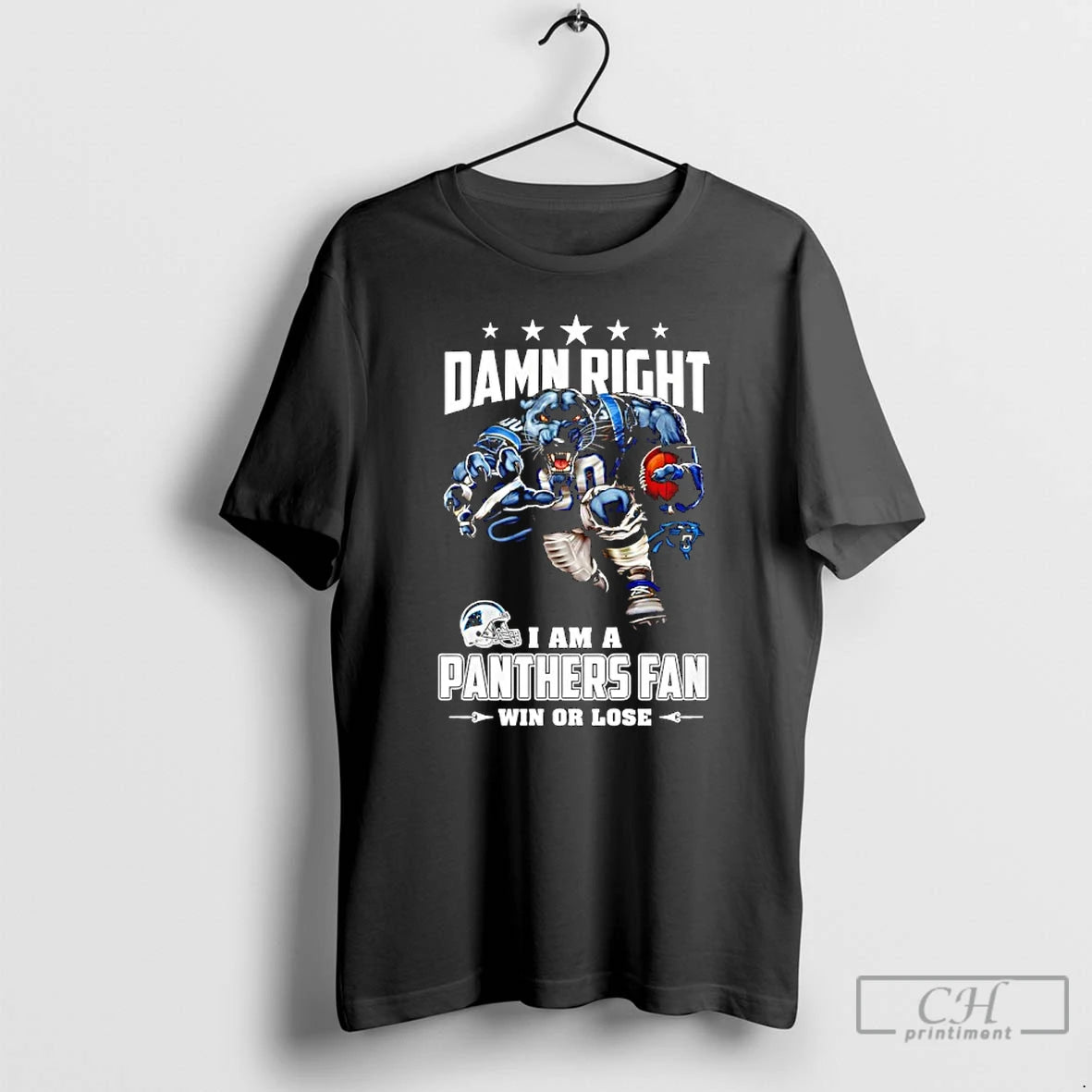 Classic Carolina Panthers Mascot Damn Right I Am A Cowboys Fan Win Or Lose