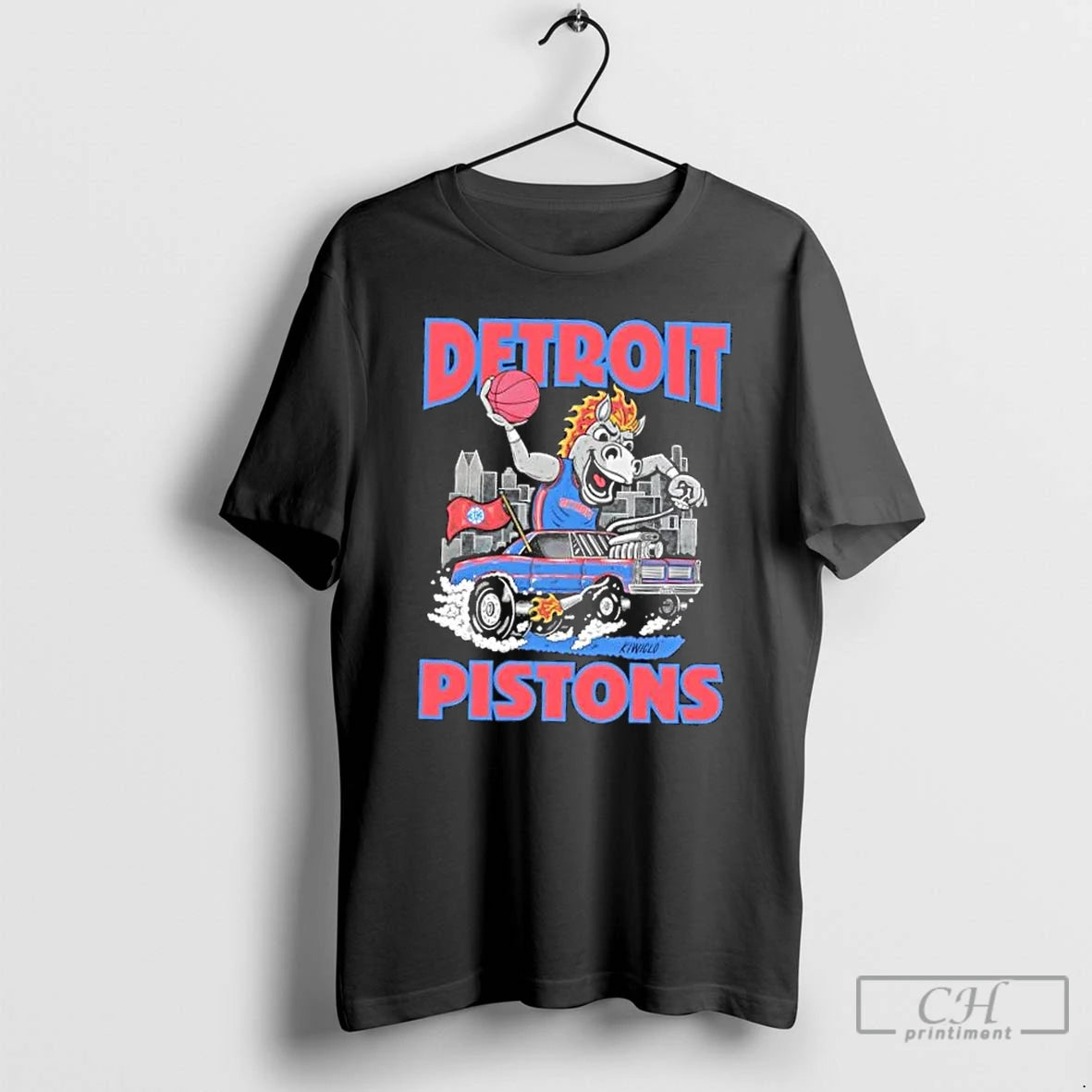 Classic Detroit Pistons Basketball Mascot Cartoon Hooper