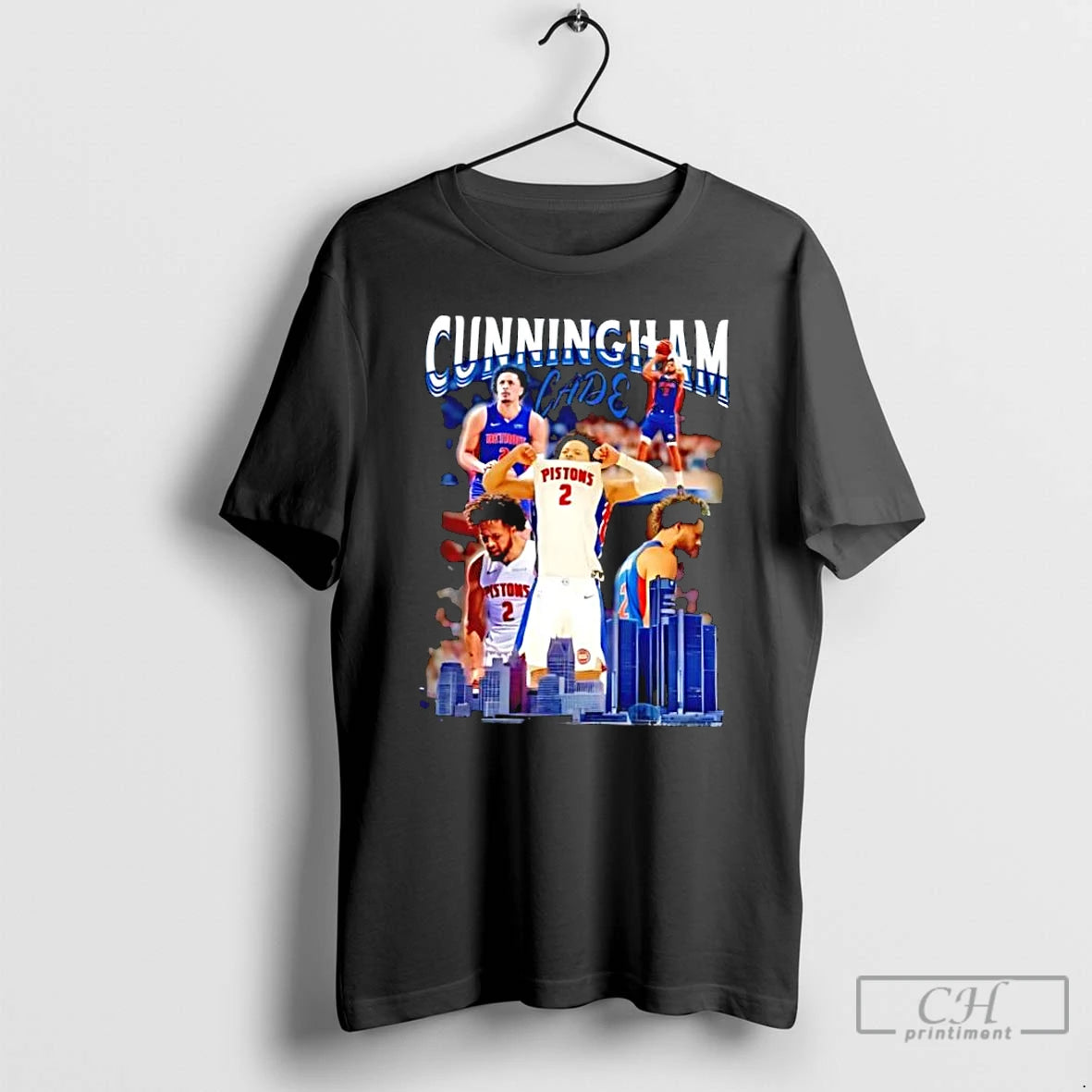 Classic Detroit Pistons Cade Cunningham Graphic Skyline