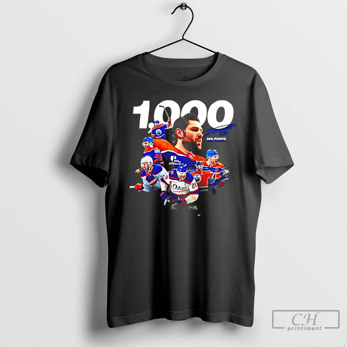 Classic Edmonton Oilers Leon Draisaitl 1000 Career Nhl Points 2025 Graphic
