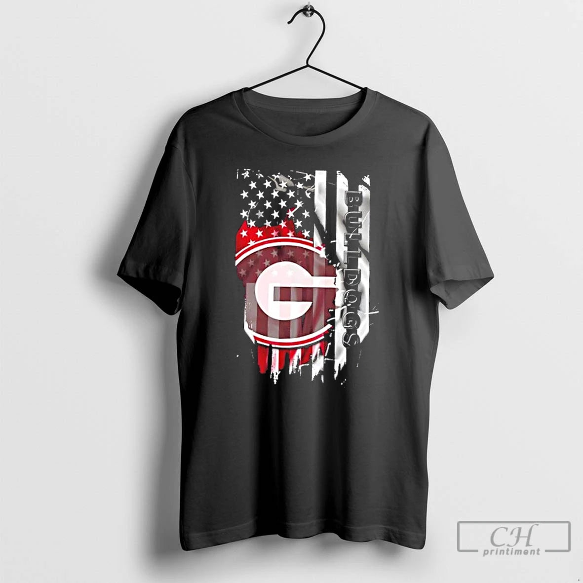 Classic Georgia Bulldogs Football X American Flag