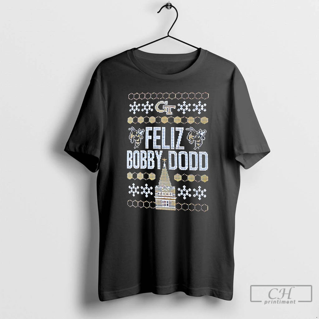 Classic Georgia Tech Yellow Jackets Feliz Bobby Dodd Ugly Christmas