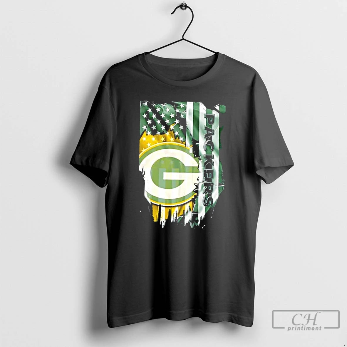 Classic Green Bay Packers Football X American Flag