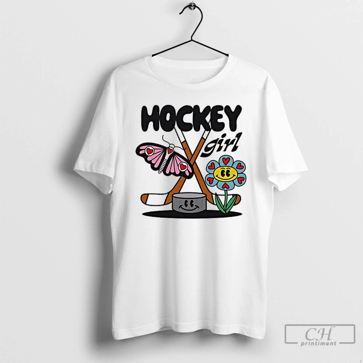 Classic Hockey Girl Toddler Butterfly And Flower