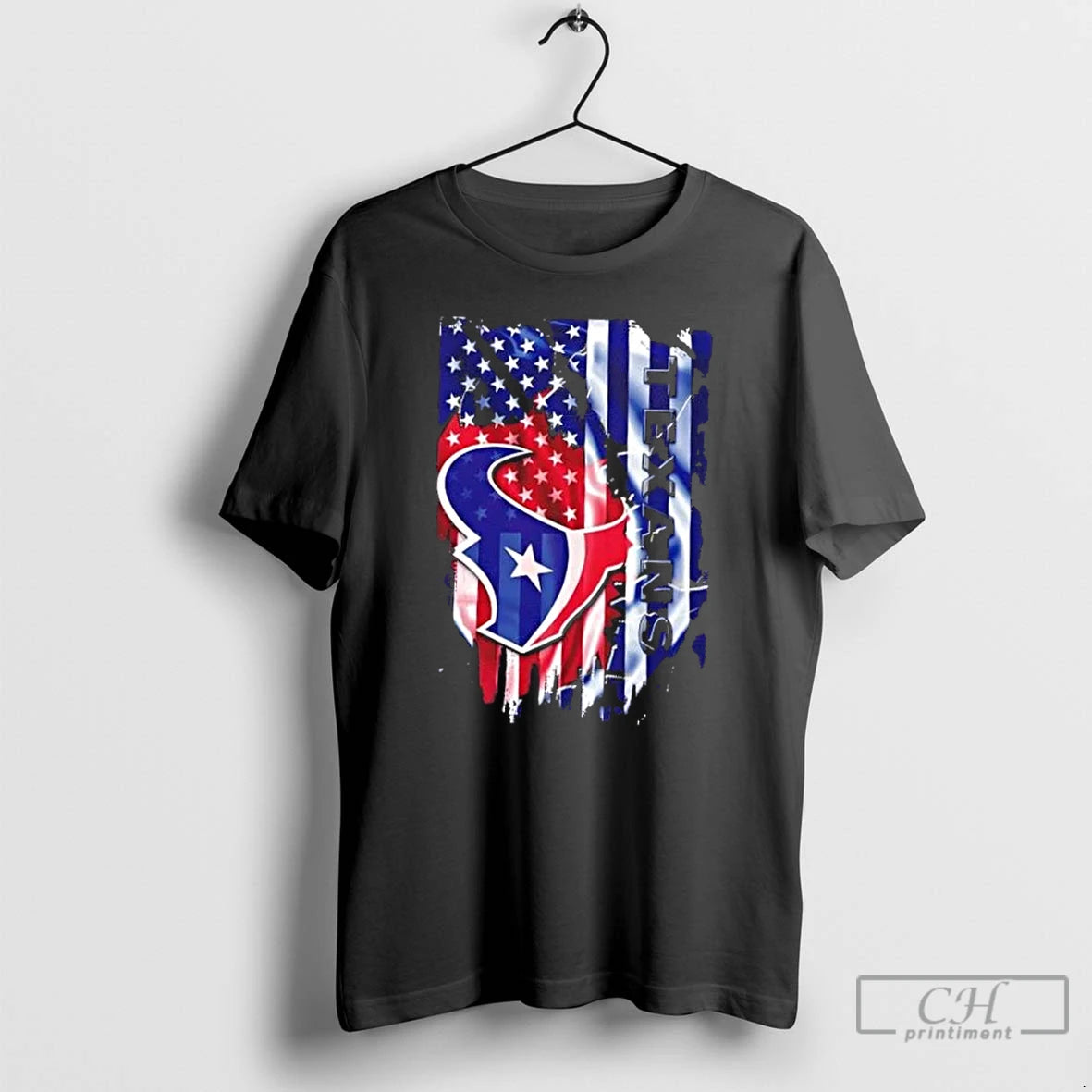 Classic Houston Texans Football X American Flag