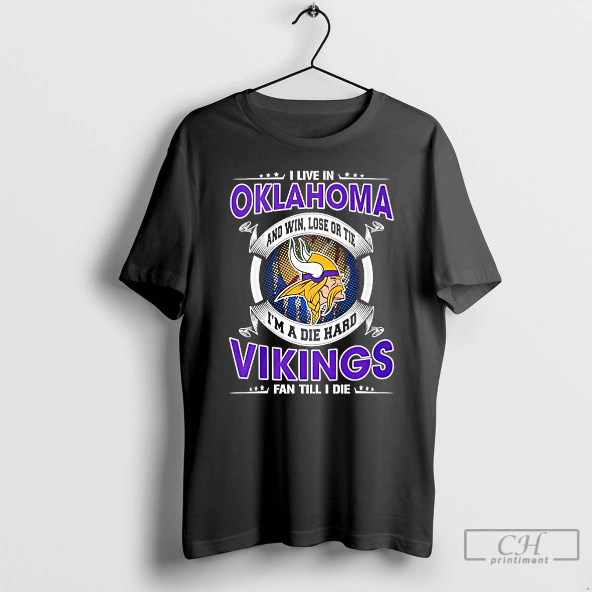 Classic I Live In Oklahoma And Win Lose Or Tie Im A Die Hard Vikings