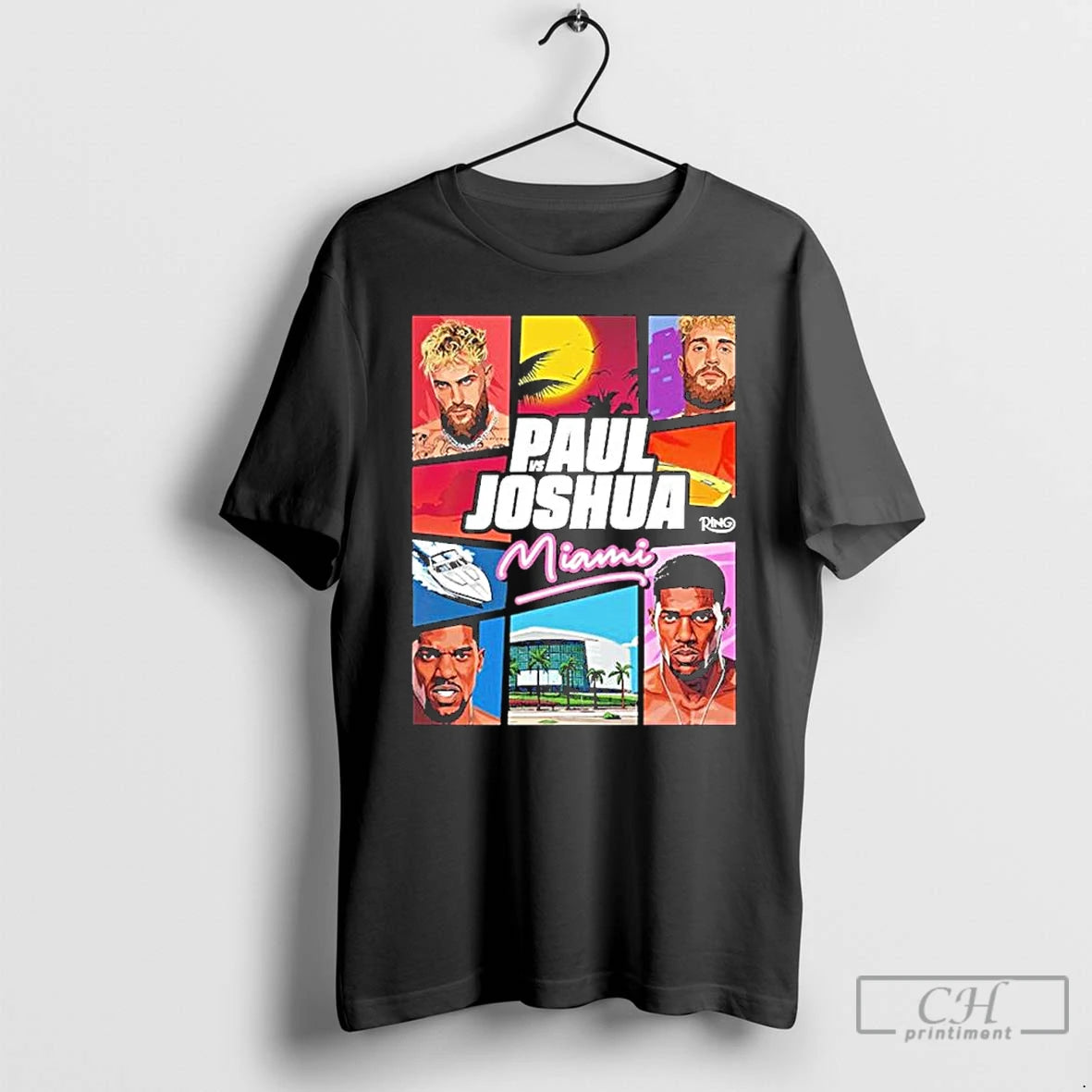 Classic Jake Paul Vs Anthony Joshua Match Showdown Vice City In Miami T Shirts Sweater