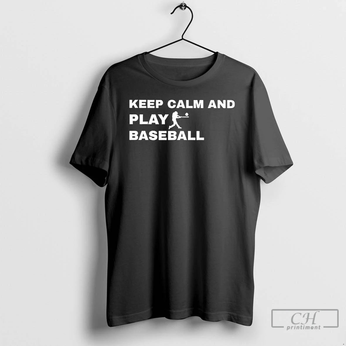 Classic Keep Calm And Play Baseball Player Graphic