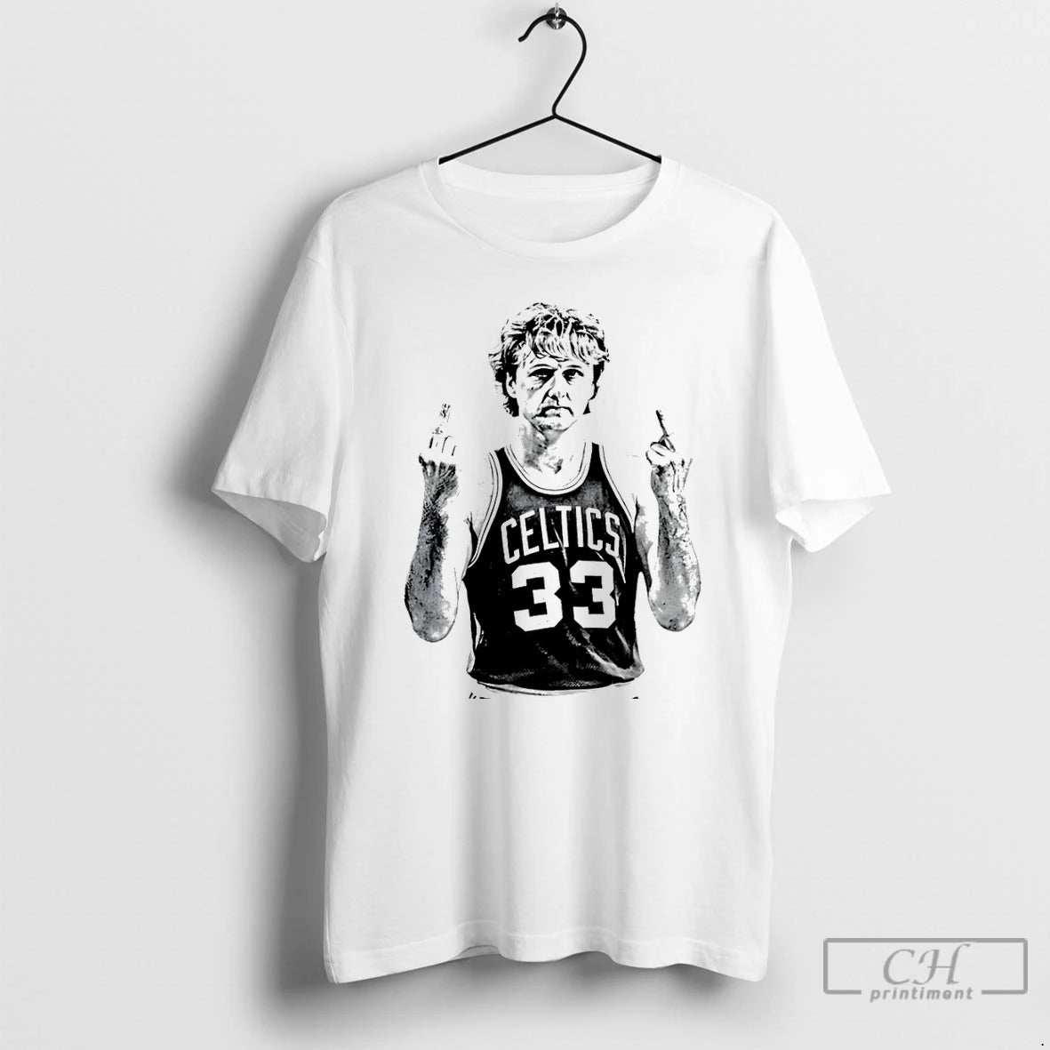 Classic Larry Bird Middle Finger Boston Celtics