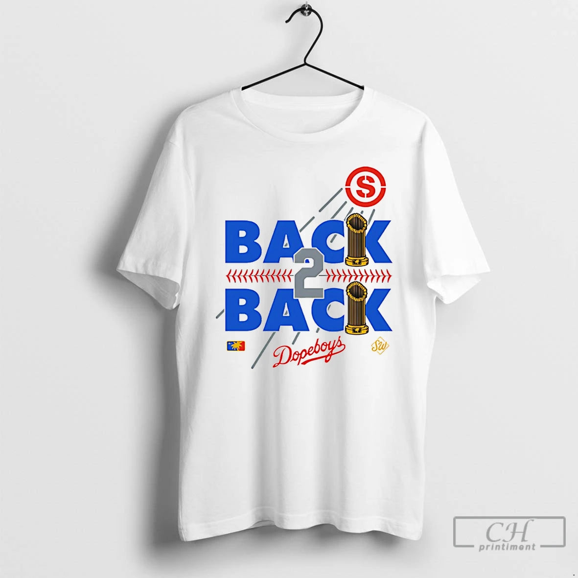 Classic Los Angeles Dodgers Back 2 Back Champions 2 Trophy
