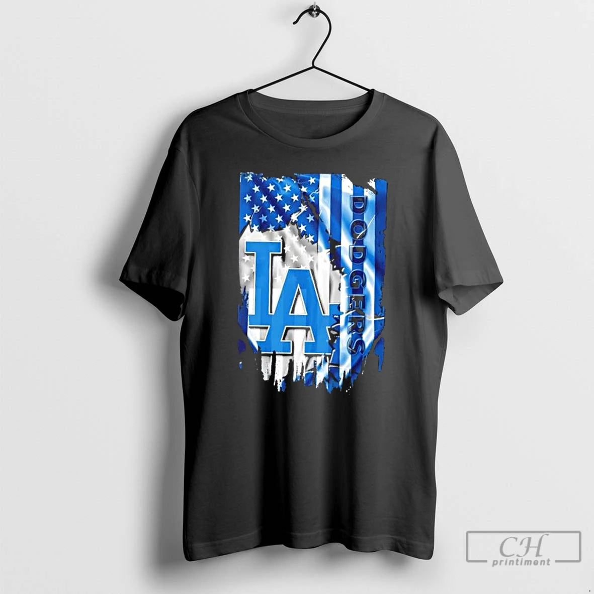Classic Los Angeles Dodgers Baseball X American Flag